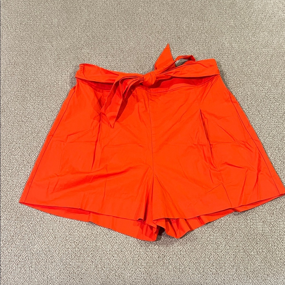 Women's Orange Tie-Waist Shorts
